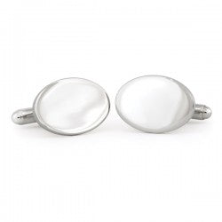 Sterling Silver Plain Oval Cuff Links