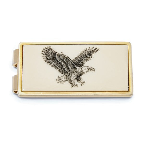 Gold-Tone Scrimshaw Eagle Money Clip