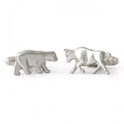 Sterling Silver Bull & Bear Cuff Links