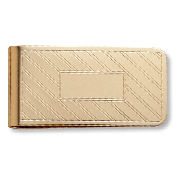 Gold Tone Engine Turned Money Clip