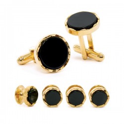 Diamond Cut Edge Cuff Link & Stud Set